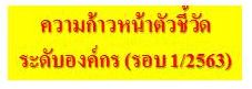 ความก้าวหน้าตัวชี้วัดระดับองค์กร ประจำปีงบประมาณ พ.ศ. 2563 รอบ 6 เดือน 
