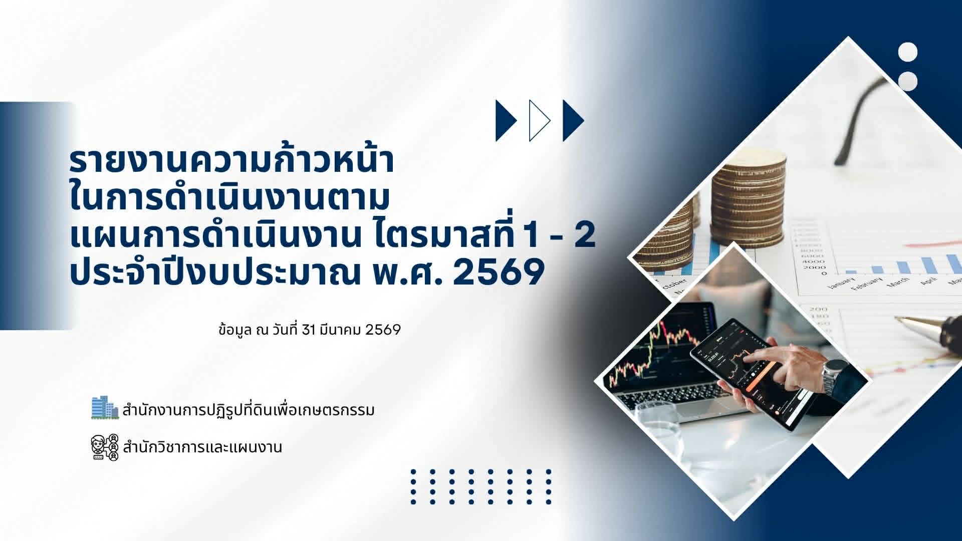 รายงานความก้าวหน้า ในการดำเนินงานตาม แผนการดำเนินงาน ไตรมาสที่ 1 - 2 ประจำปีงบประมาณ พ.ศ. 2569