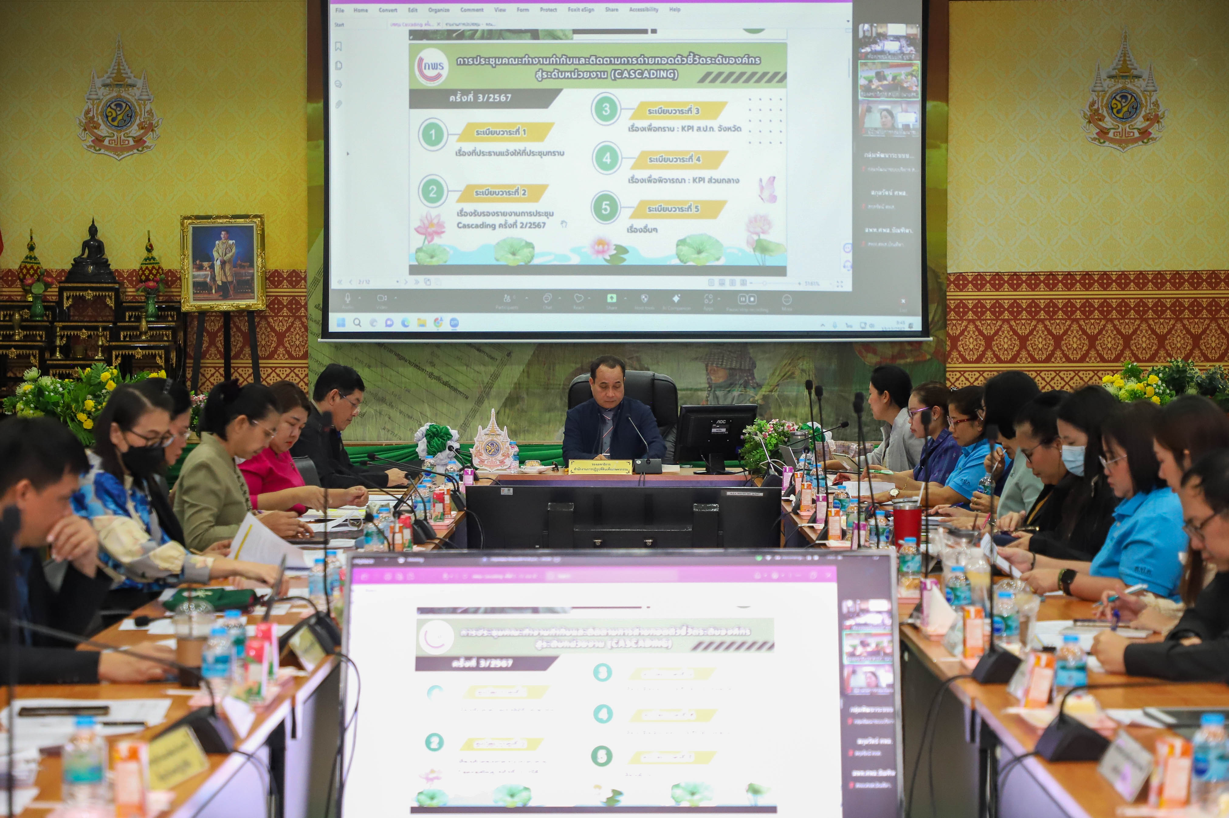 ส.ป.ก. ประชุมคณะทำงานกำกับและติดตามการถ่ายทอดตัวชี้วัดระดับองค์กรสู่ระดับหน่วยงาน (Cascading) ของ ส.ป.ก. ครั้งที่ 3/2567