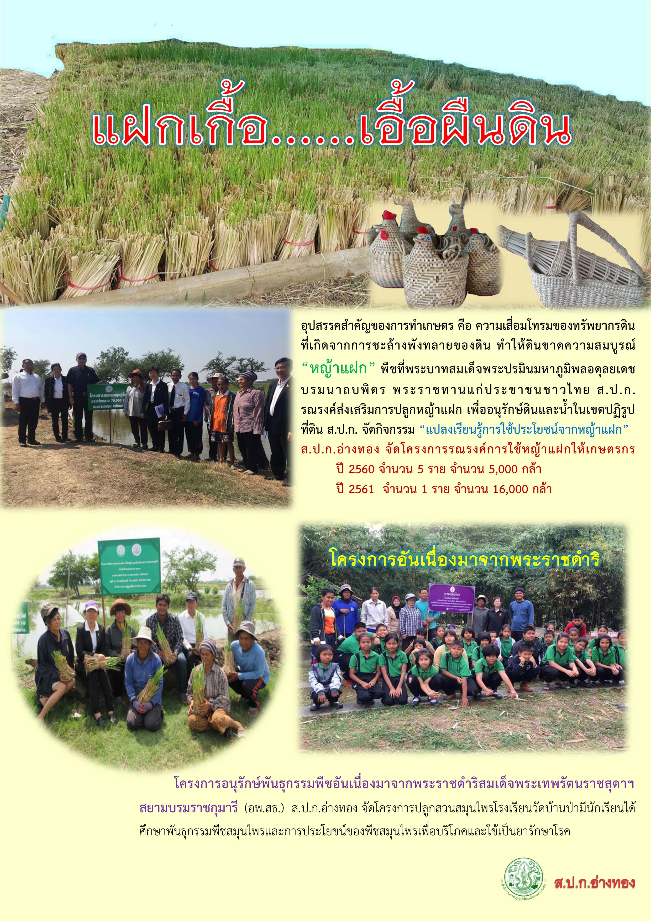 สำนักงานการปฏิรูปที่ดิน ดำเนินงานงานช่วงปี ๖๐/๖๑ ตอบสนองต่อการพัฒนาเกษตรกรให้มีความมั่นคงในอาชีพเกษตรกรรมอย่างยั่งยืน เป็นประโยชน์ต่อประชาชนโดยรวม โดยจัดที่ดินเขตปฏิรูปให้เกษตรกรเช่าทำประโยชน์ 52 ราย ในเนื้อที่ 253 ไร่