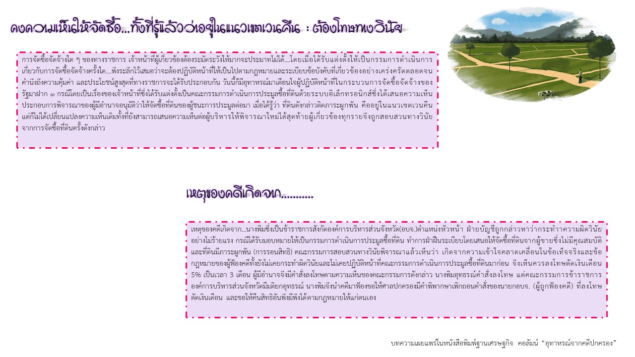คงความเห็นให้จัดซื้อ...ทั้งที่รู้แล้วว่าอยู่ในเขตเวนคืน (ต้องโทษทางวินัย)