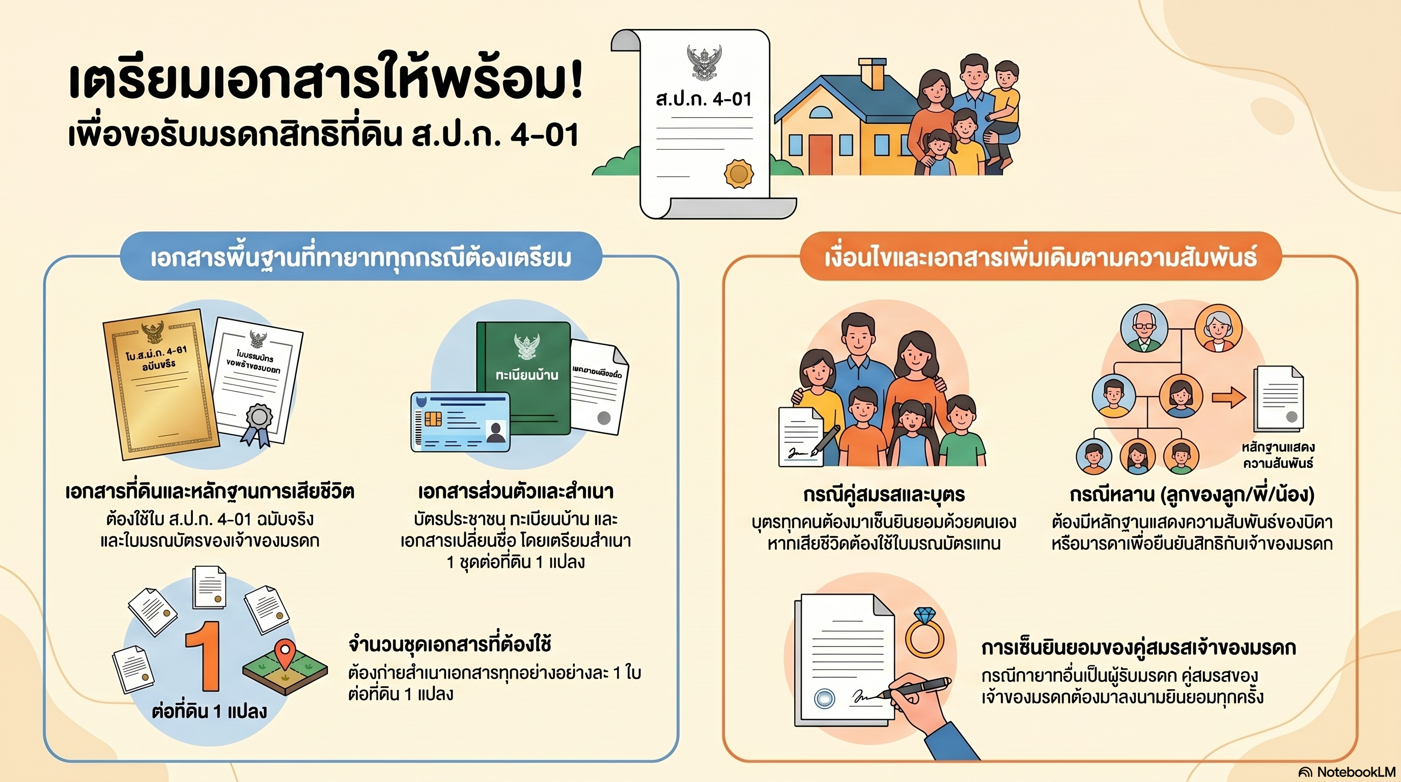คู่มือ การเตรียมเอกสารขอรับ มรดก สิทธิที่ดิน ส.ป.ก.4-01