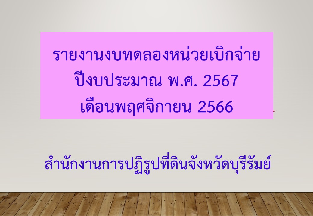 รายงานงบทดลองหน่วยเบิกจ่ายเดือนพฤศจิกายน 2566