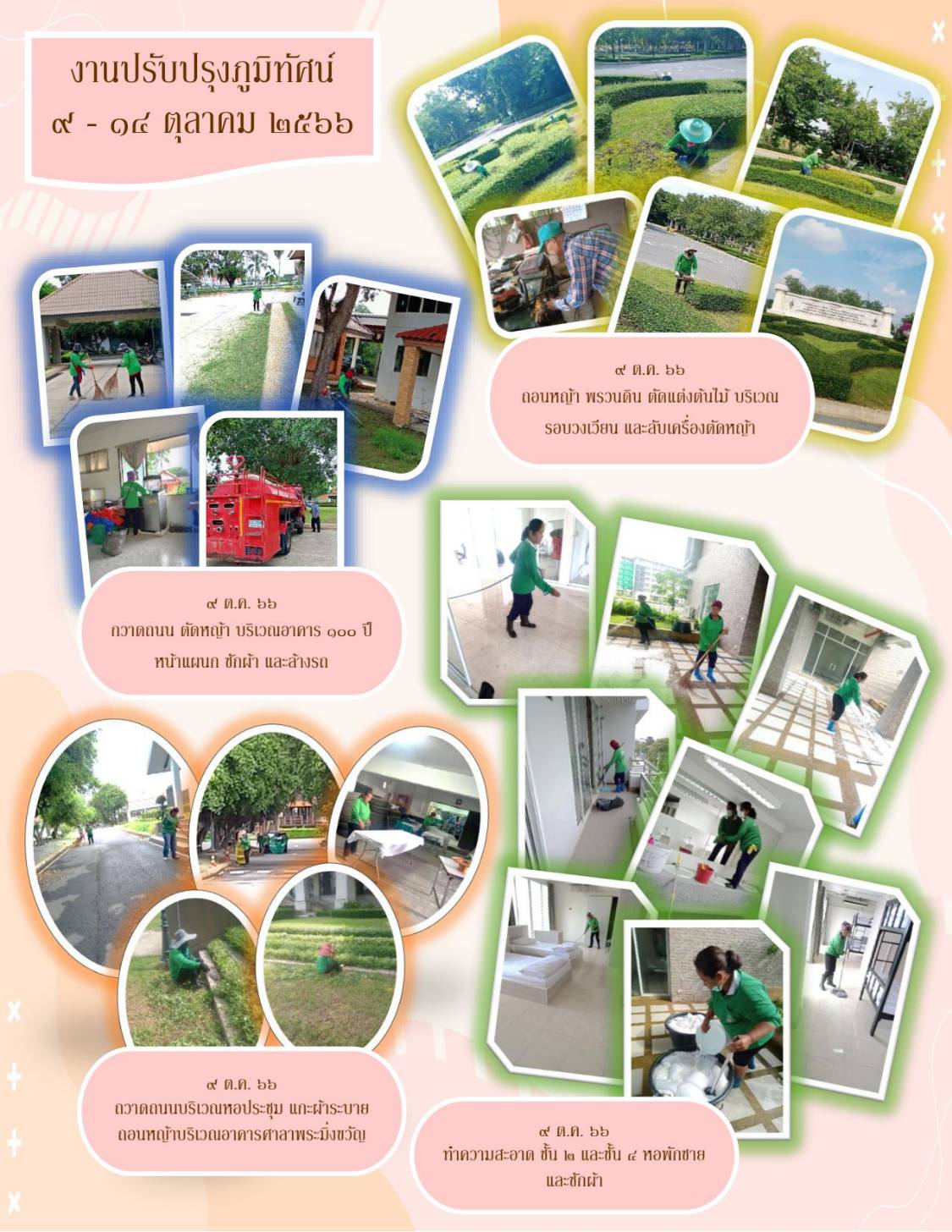 รายงานผลการปฏิบัติงาน ปรับปรุงภูมิทัศน์ภายในศูนย์ส่งเสริมและพัฒนาอาชีพเสริมนอกภาคการเกษตร