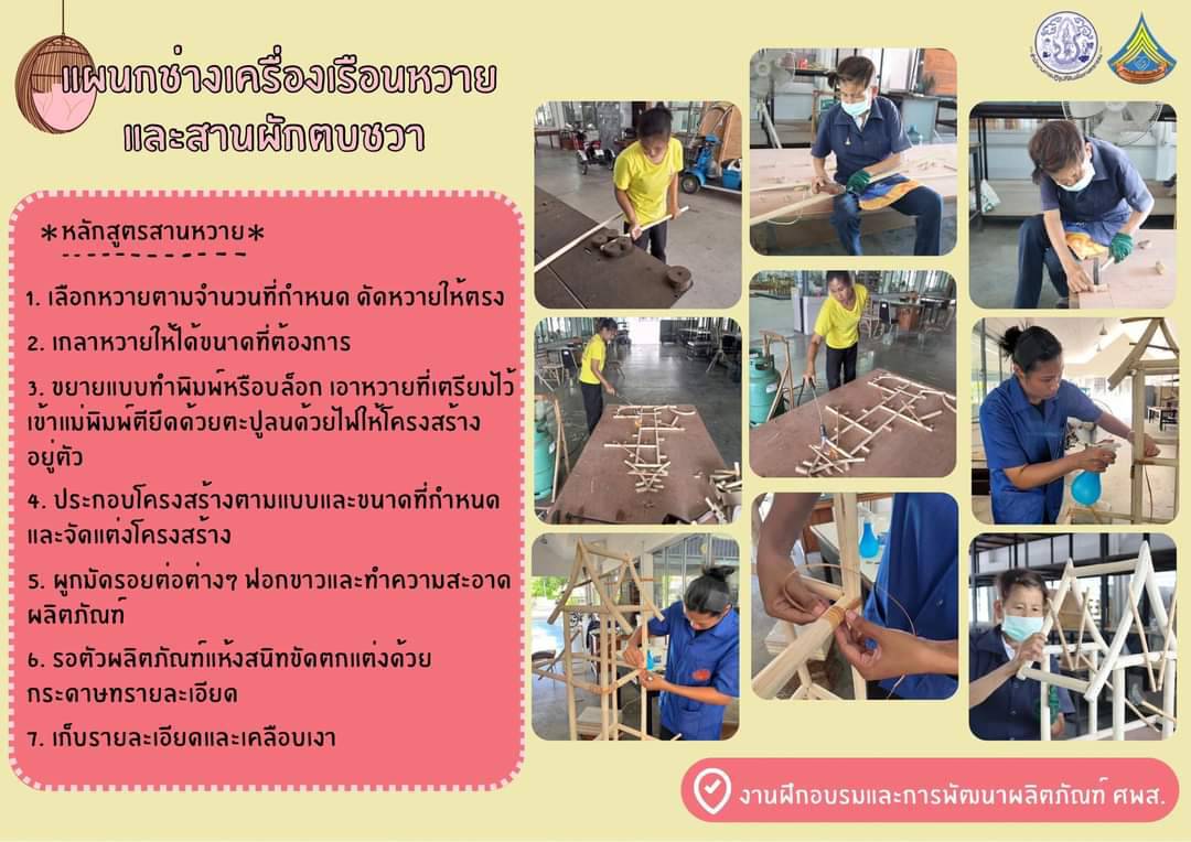 ประชาสัมพันธ์งานฝึกอบรมและการพัฒนาผลิตภัณฑ์ แผนกช่างเครื่องเรือนหวายและสานผักตบชวา ศพส.