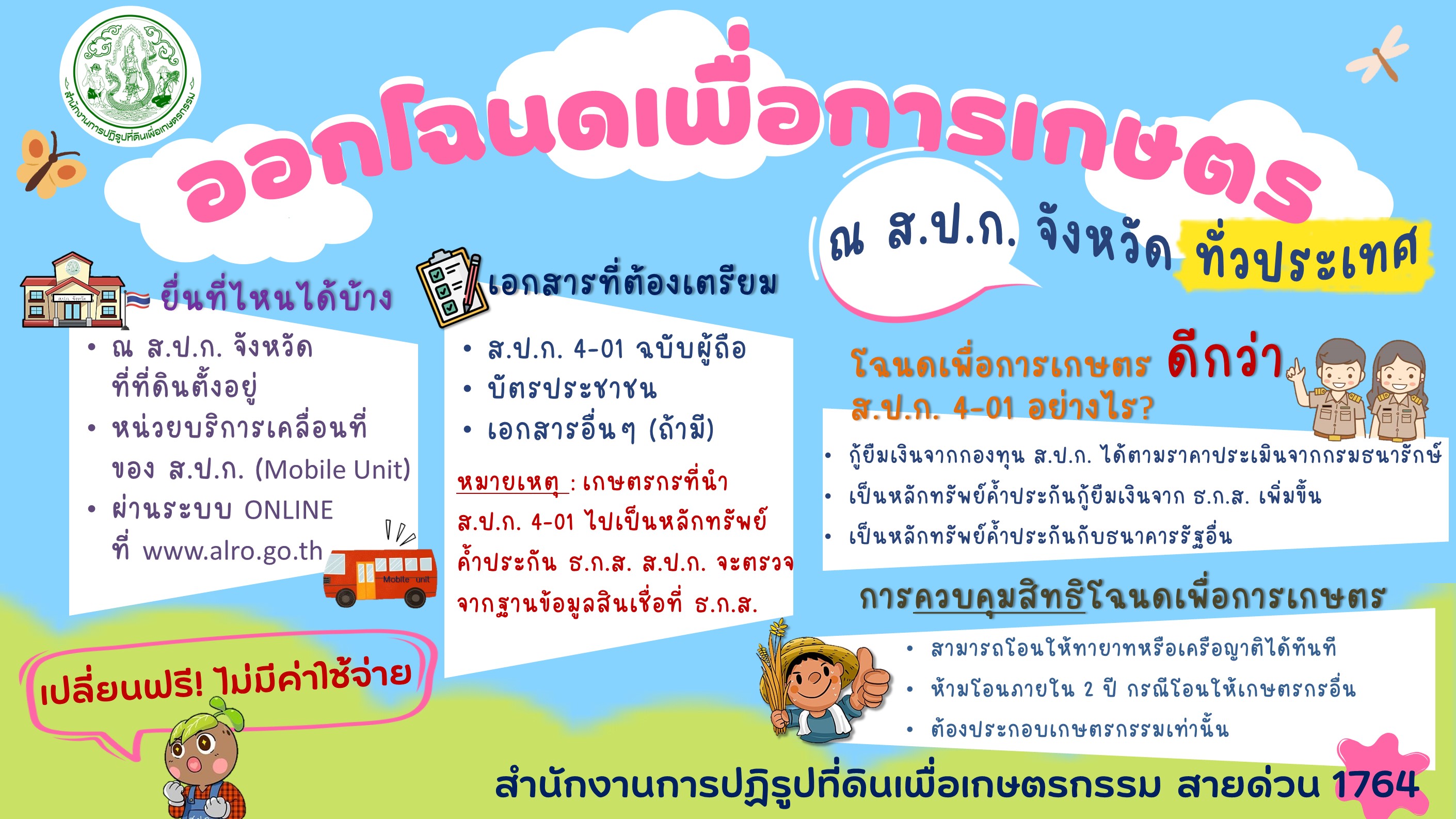 ยื่นความประสงค์ขอออกโฉนดเพื่อการเกษตร