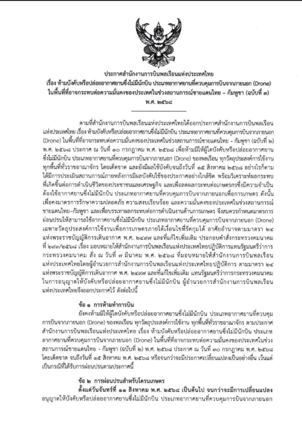 ประชาสัมพันธ์ขั้นตอนและเงื่อนไขการขออนุญาตทำการบิน 