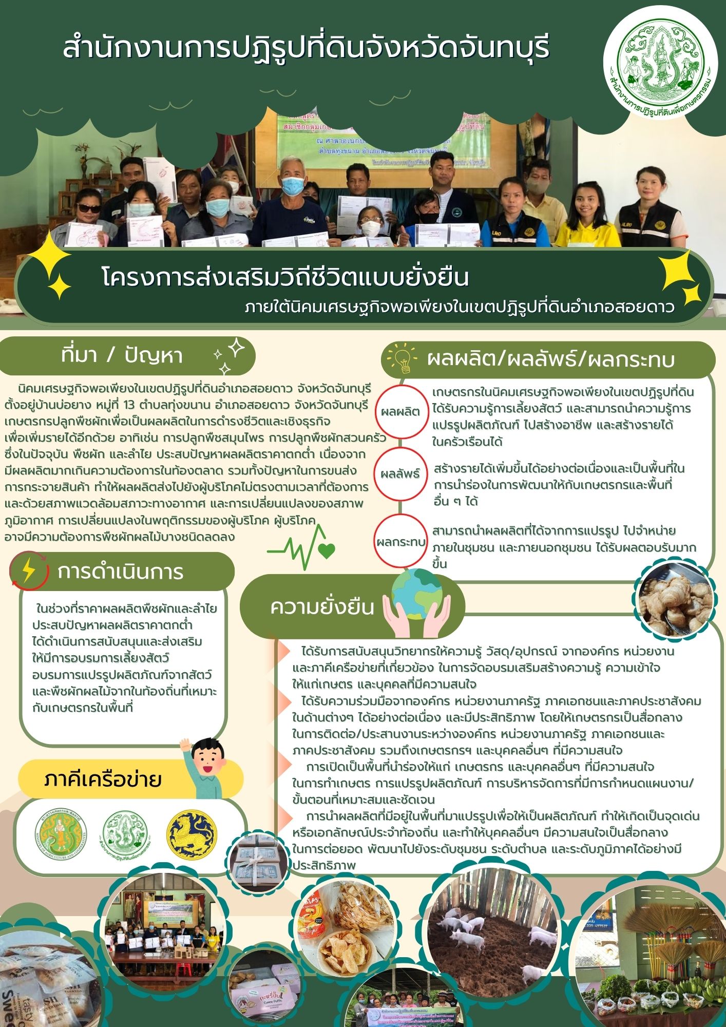 โครงการส่งเสริมวิถีชีวิตแบบยั่งยืน ภายใต้นิคมเศรษฐกิจพอเพียงในเขตปฏิรูปที่ดินอำเภอสอยดาว