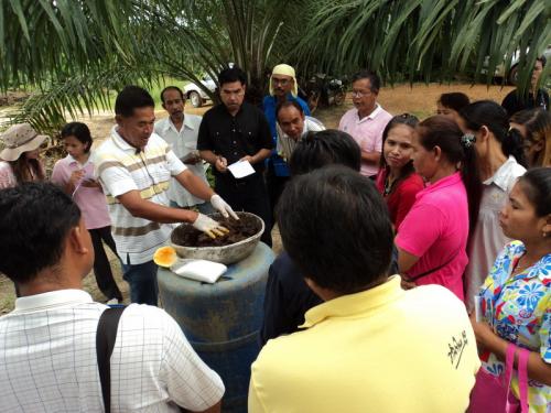 กิจกรรมอบรมเกษตรกรและการศึกษาดูงานหลักสูตร การเลี้ยงปลาและการสร้างอาหารปลาด้วยสลัดปาล์มน้ำมัน เกษตรกรเป้าหมายตำบลทุ่งคาวัด 