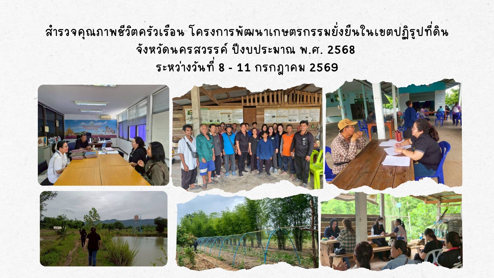 สำรวจคุณภาพชีวิตครัวเรือนโครงการพัฒนาเกษตรกรรมยั่งยืนในเขตปฏิรูปที่ดินจังหวัดนครสวรรค์ ประจำปีงบประมาณ พ.ศ. 2568