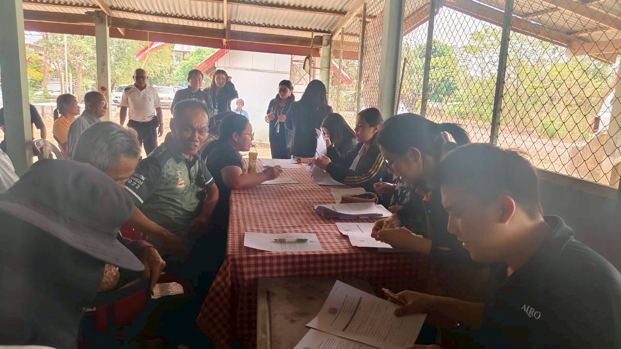 title - เจ้าหน้าที่กลุ่มที่ดินและผลประโยชน์ สำนักบริหารกองทุน เข้าสัมภาษณ์เชิงลึก (Focus group Discussion : FGD) ปฏิรูปที่ดินจังหวัด พร้อมด้วยเจ้าหน้าที่ ส.ป.ก.กาฬสินธุ์ และส.ป.ก.ศรีสะเกษ