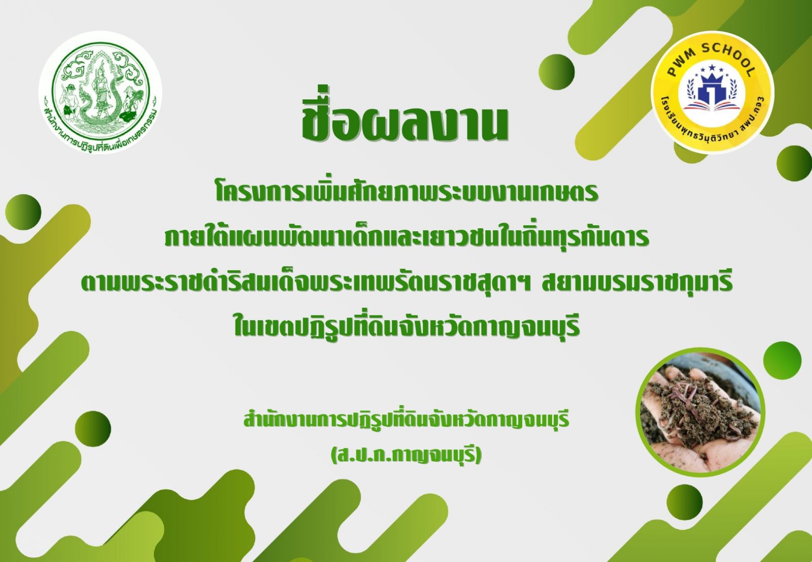 ผลงานสำนักงานการปฏิรูปที่ดินจังหวัดกาญจนบุรี (ส.ป.ก.กาญจนบุรี) ประจำปีพ.ศ.2568