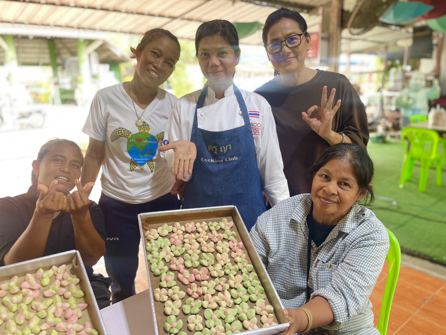 title - โครงการส่งเสริมการดำเนินงานอันเนื่องมาจากพระราชดำริในเขตปฏิรูปที่ดินจังหวัดนครปฐม กิจกรรมพัฒนาและส่งเสริมศิลปหัตถกรรม มุ่งเน้นการสร้างอาชีพเสริมผ่านการทำขนมไทย