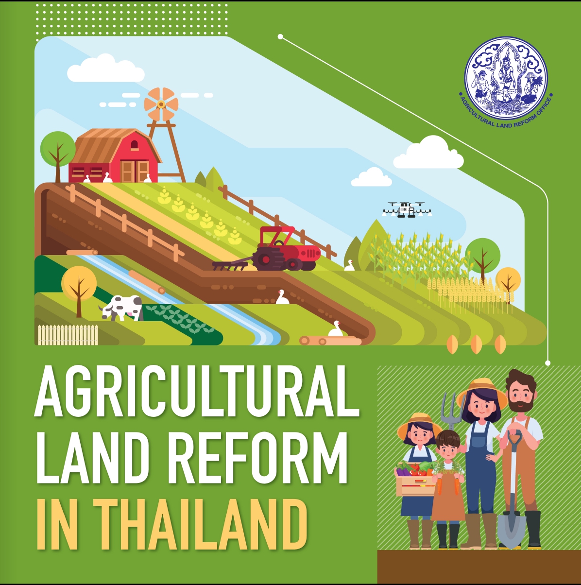ประชาสัมพันธ์และเผยแพร่แผ่นพับสำนักงานการปฏิรูปที่ดินเพื่อเกษตรกรรม(ฉบับภาษาอังกฤษ)