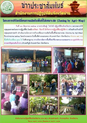 วันที่ 30 มิถุนายน 2561 นายประดิษฐ์ ใจรังษี ปฏิรูปที่ดินจังหวัดน่าน มอบหมายให้นายวิทยา ปันวารี นักวิชาการปฏิรูปที่ดินปฏิบัติการ พร้อมด้วยเจ้าหน้าที่กลุ่มยุทธศาสตร์ฯ ดำเนินงานโครงการปรับเปลี่ยนการผลิตในพื้นที่ไม่เหมาะสม (Zoning by Agi-Map) ปีงบประมาณ 2561 