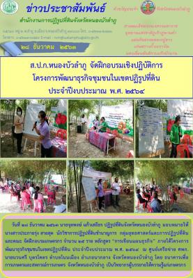 จัดฝึกอบรมเชิงปฏิบัติการโครงการพัฒนาธุรกิจชุมชนในเขตปฏิรูปที่ดิน ประจำปีงบประมาณ พ.ศ.2564