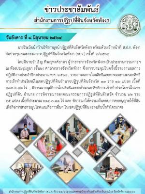 ประชุมคณะกรรมการปฏิรูปที่ดินจังหวัดพังงา (คปจ.) ครั้งที่ 2/2564