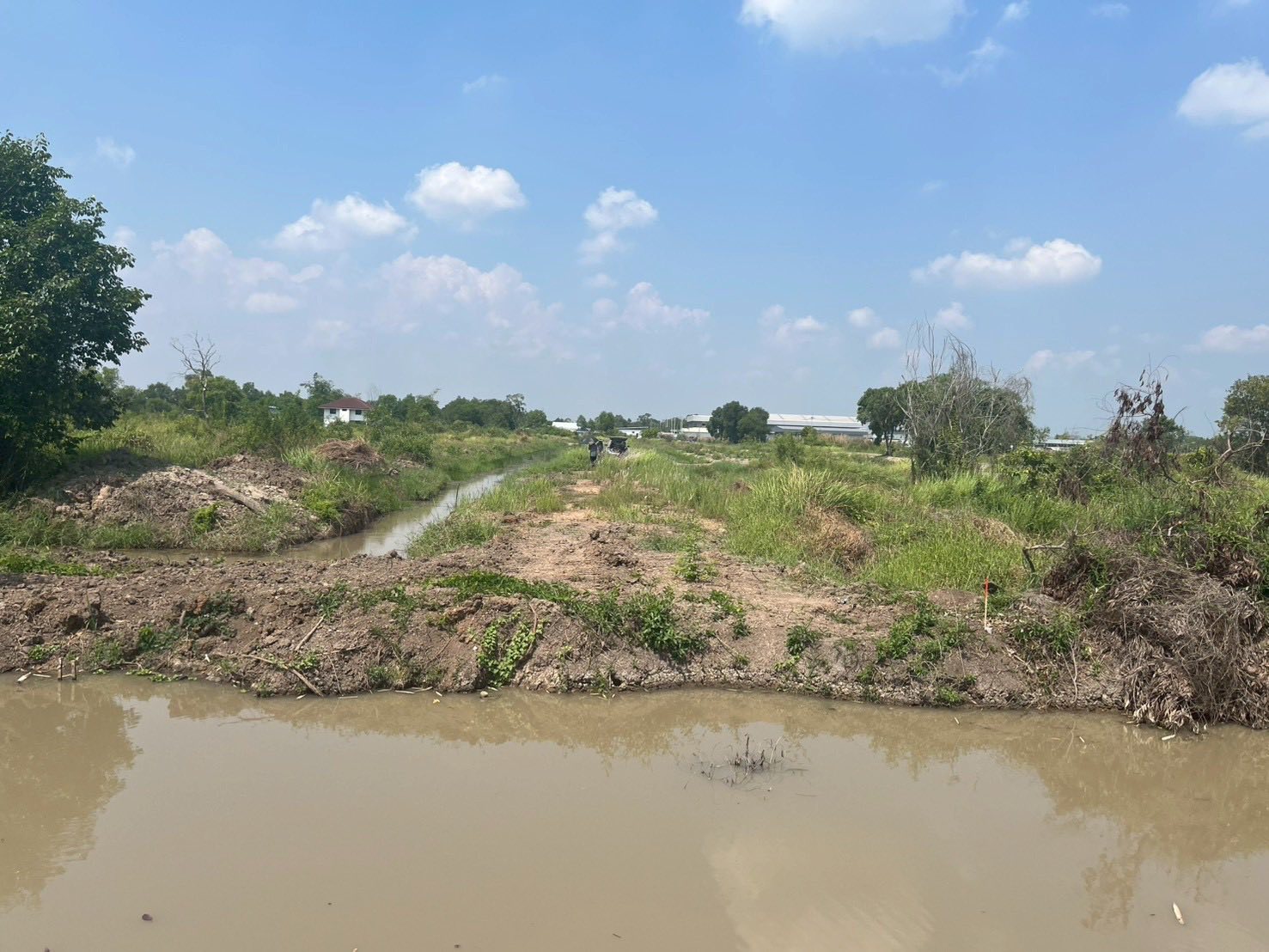 title - นายจักรพงศ์ วรเสฏฐ์ฐากูร นายช่างสำรวจอาวุโส และผู้ช่วยนายช่างสำรวจ ร่วมกับช่างรังวัด สำนักงานที่ดินจังหวัดปทุมธานี สาขาธัญบุรี และเจ้าของแปลงที่ดิน ระวังชี้แนวเขตที่ดินติดกับแนวเขตปฏิรูปที่ดิน ที่ดินตั้งอยู่ตำบลบึงบา อำเภอหนองเสือ จังหวัดปทุมธานี 