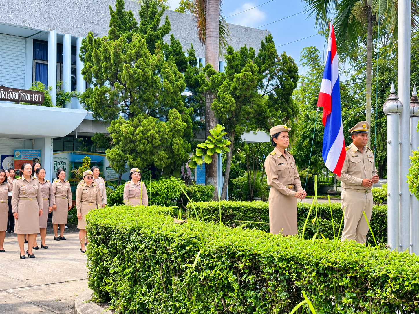 สำนักงานการปฏิรูปที่ดินจังหวัดพะเยา ร่วมกิจกรรม เคารพธงชาติไทย เนื่องในวันพระราชทานธงชาติไทย (Thai National Flag Day) ณ สำนักงานการปฏิรูปที่ดินจังหวัดพะเยา