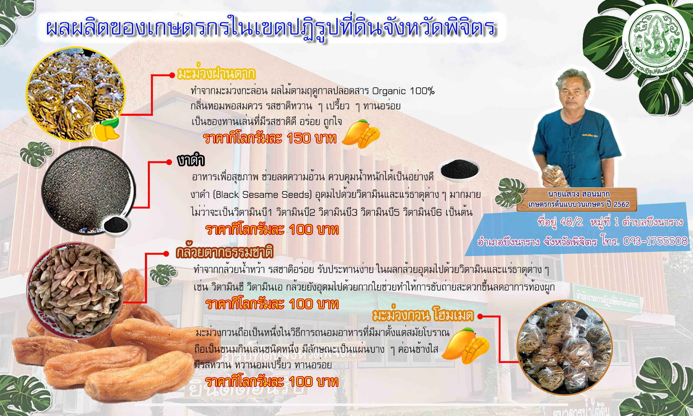 ผลผลิตของเกษตรกรในเขตปฏิรูปที่ดินจังหวัดพิจิตร