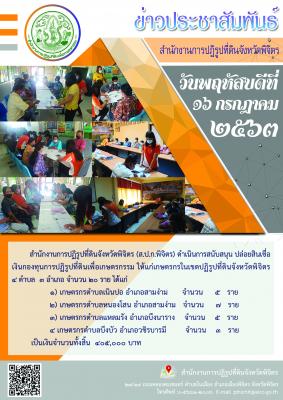 ส.ป.ก.พิจิตร ดำเนินการสนับสนุน ปล่อยสินเชื่อเงินกองทุนการปฏิรูปที่ดินเพื่อเกษตรกรรม ให้แก่เกษตรกรในเขตปฏิรูปที่ดินจังหวัดพิจิตร