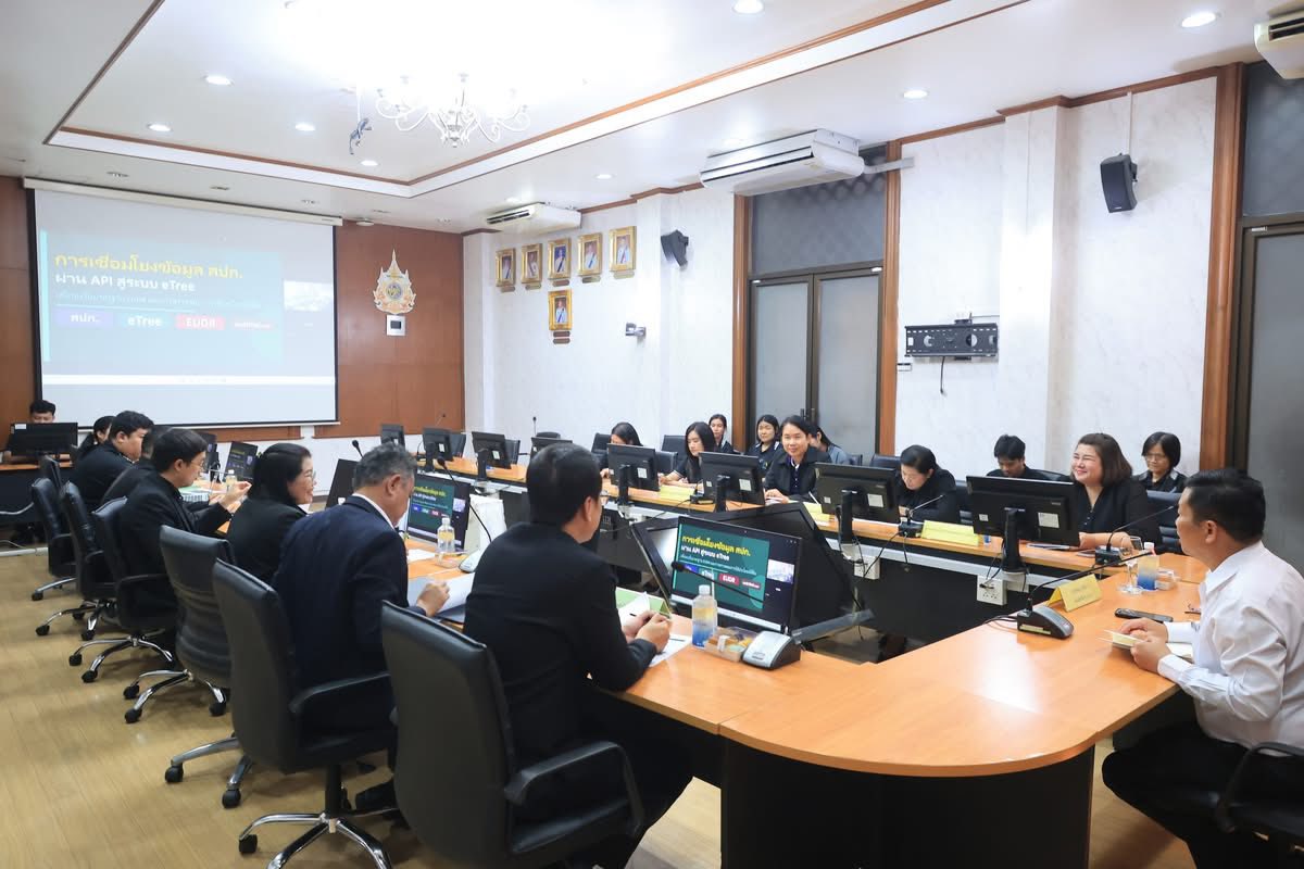 title - ศทส. จัดประชุมหารือความเป็นไปได้ในการเชื่อมโยงข้อมูลระบบจัดการป่าไม้อย่างยั่งยืน กับ ส.ป.ก. ผ่าน API สู่ระบบ eTree