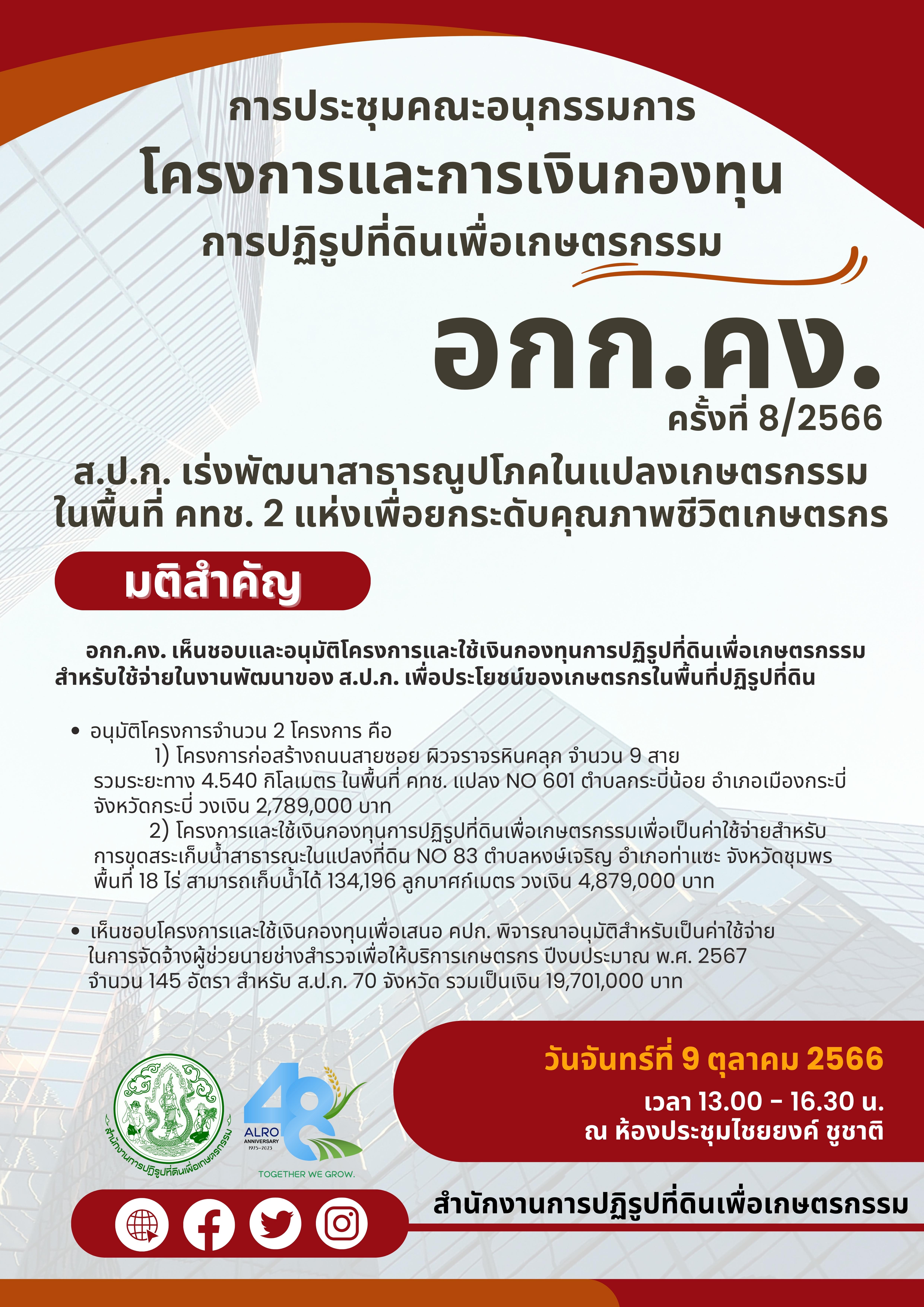 ส.ป.ก. เร่งพัฒนาสาธารณูปโภคในแปลงเกษตรกรรมในพื้นที่ คทช. 2 แห่ง เพื่อยกระดับคุณภาพชีวิตเกษตรกร