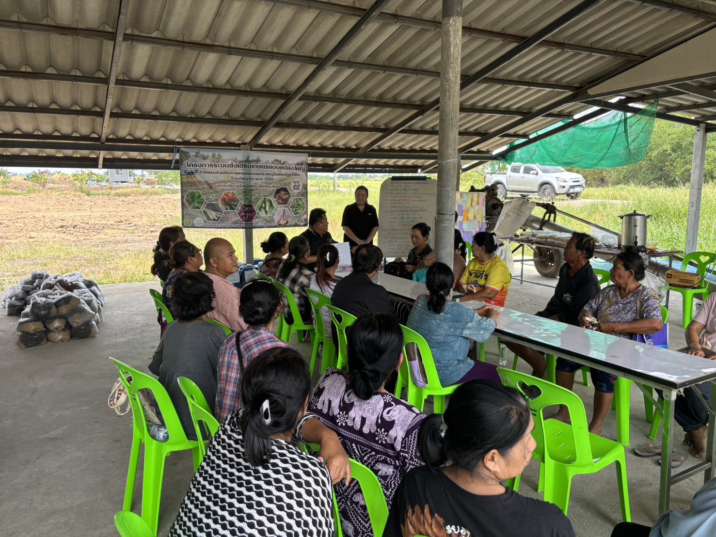 title - ส.ป.ก.พระนครศรีอยุธยา จัดฝึกอบรมเกษตรกรภายใต้โครงการระบบส่งเสริมเกษตรแบบแปลงใหญ่ กิจกรรมส่งเสริมการเกษตรแบบแปลงใหญ่ในเขตปฏิรูปที่ดิน ปีงบประมาณ พ.ศ. ๒๕๖๙ หลักสูตรที่ ๘ จัดทำเวทีสรุปผลการดำเนินงานและมอบปัจจัยการผลิต 