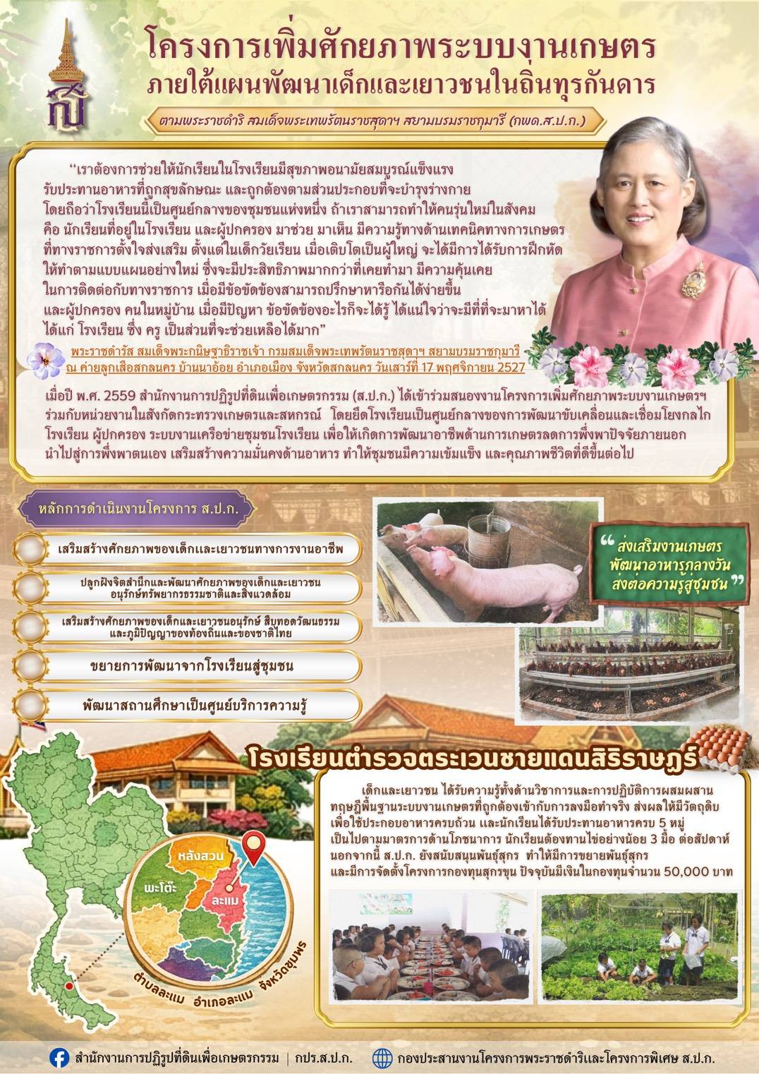 โครงการเพิ่มศักยภาพระบบงานเกษตร ภายใต้แผนพัฒนาเด็กและเยาวชนในถิ่นทุรกันดาร ตามพระราชดำริ สมเด็จพระเทพรัตนราชสุดาฯ สยามบรมราชกุมารี (กพด.ส.ป.ก.)