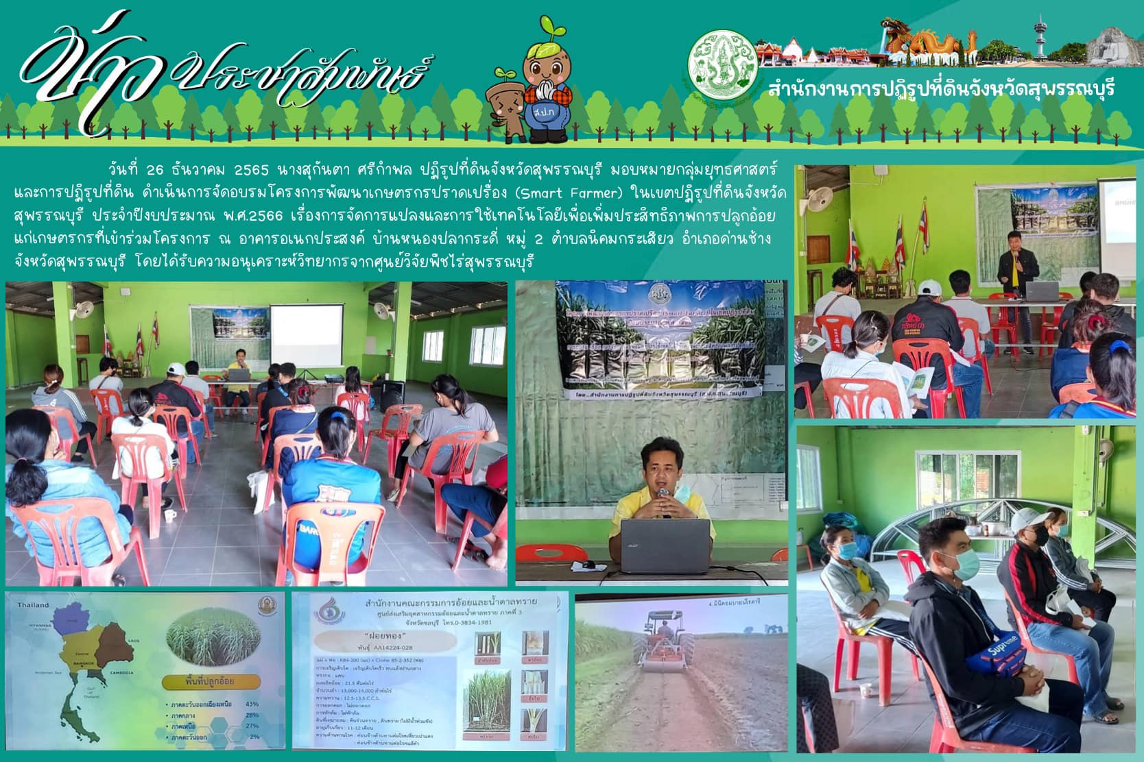 ดำเนินการจัดอบรมโครงการพัฒนาเกษตรกรปราดเปรื่อง (Smart Farmer) ในเขตปฏิรูปที่ดินจังหวัดสุพรรณบุรี
