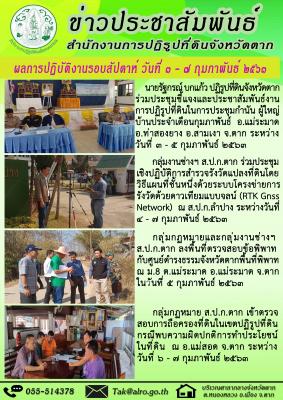ผลการปฏิบัติงานรอบสัปดาห์ วันที่ 3 - 7 กุมภาพันธ์ 2563