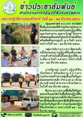  ผลการปฏิบัติงานรอบสัปดาห์ วันที่ 23 - 29 มีนาคม 2563 
