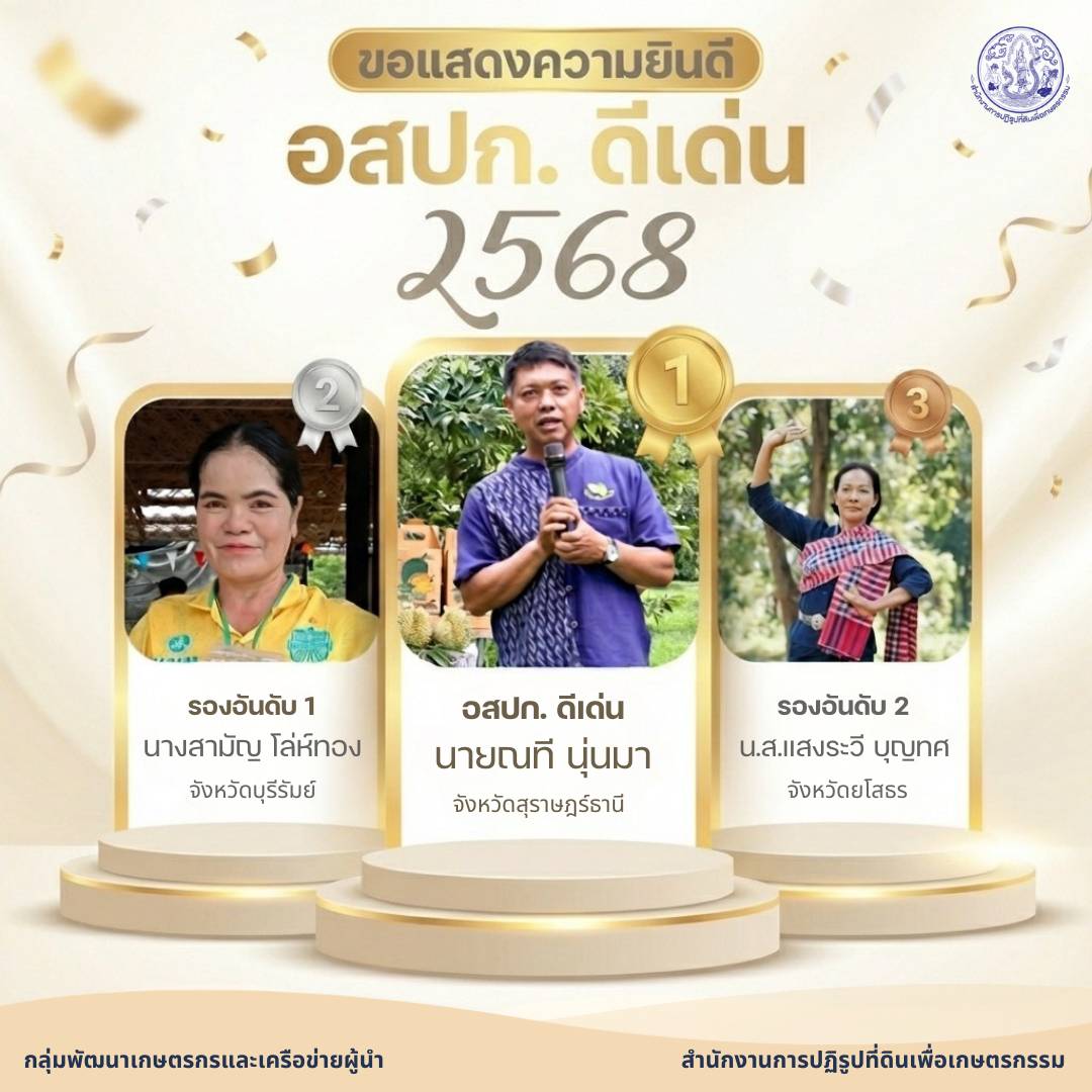 ส.ป.ก. ขอแสดงความยินดีกับ อสปก.ดีเด่น ประจำปี 2568 