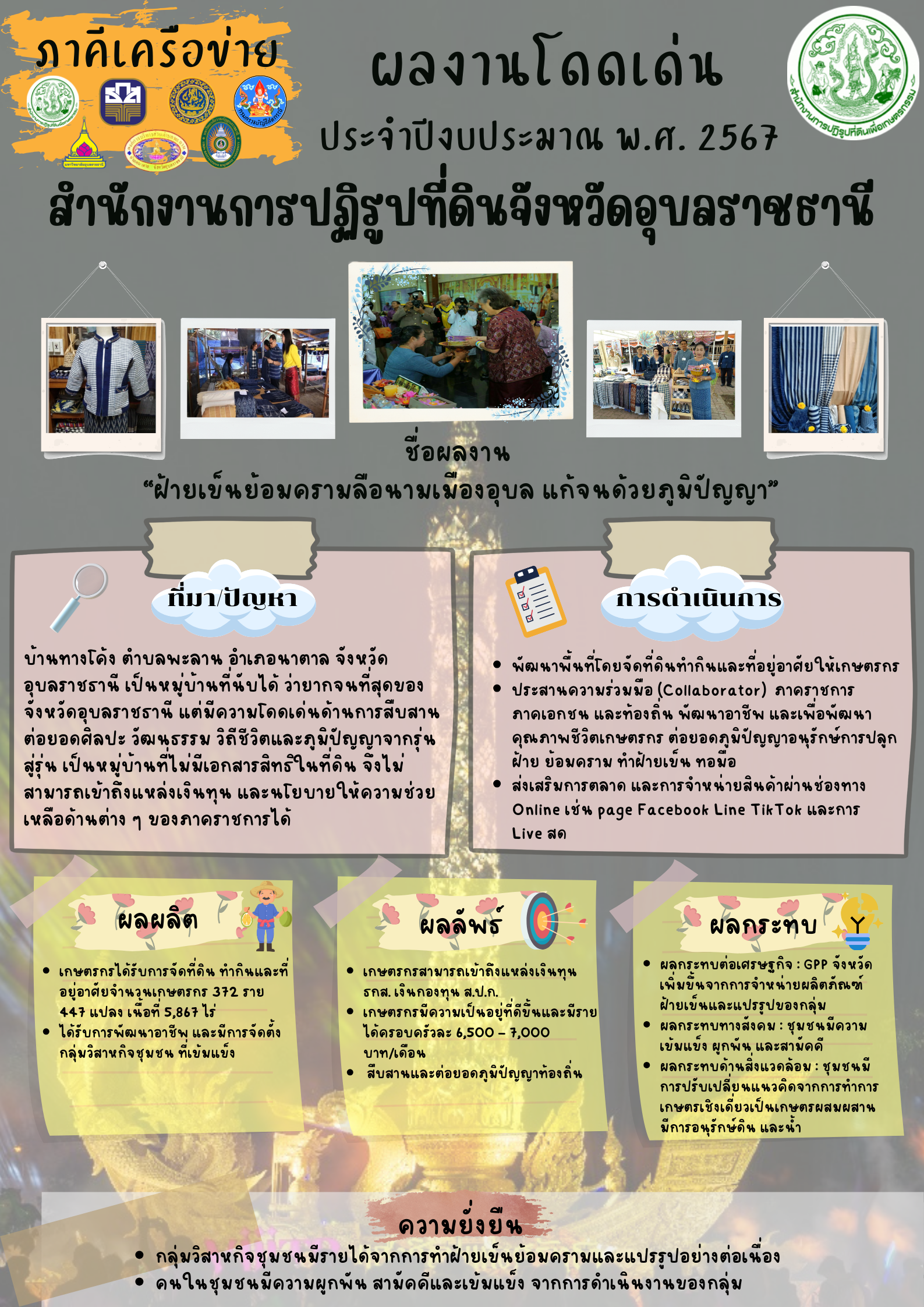 ผลงานโดดเด่น ส.ป.ก.อุบลราชธานี